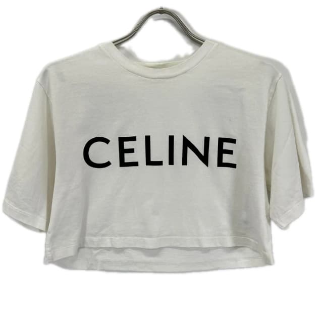 Celine White Cropped Length Short Sleeve T-Shirt XS in White from The Reluxe, photo 1 of 1