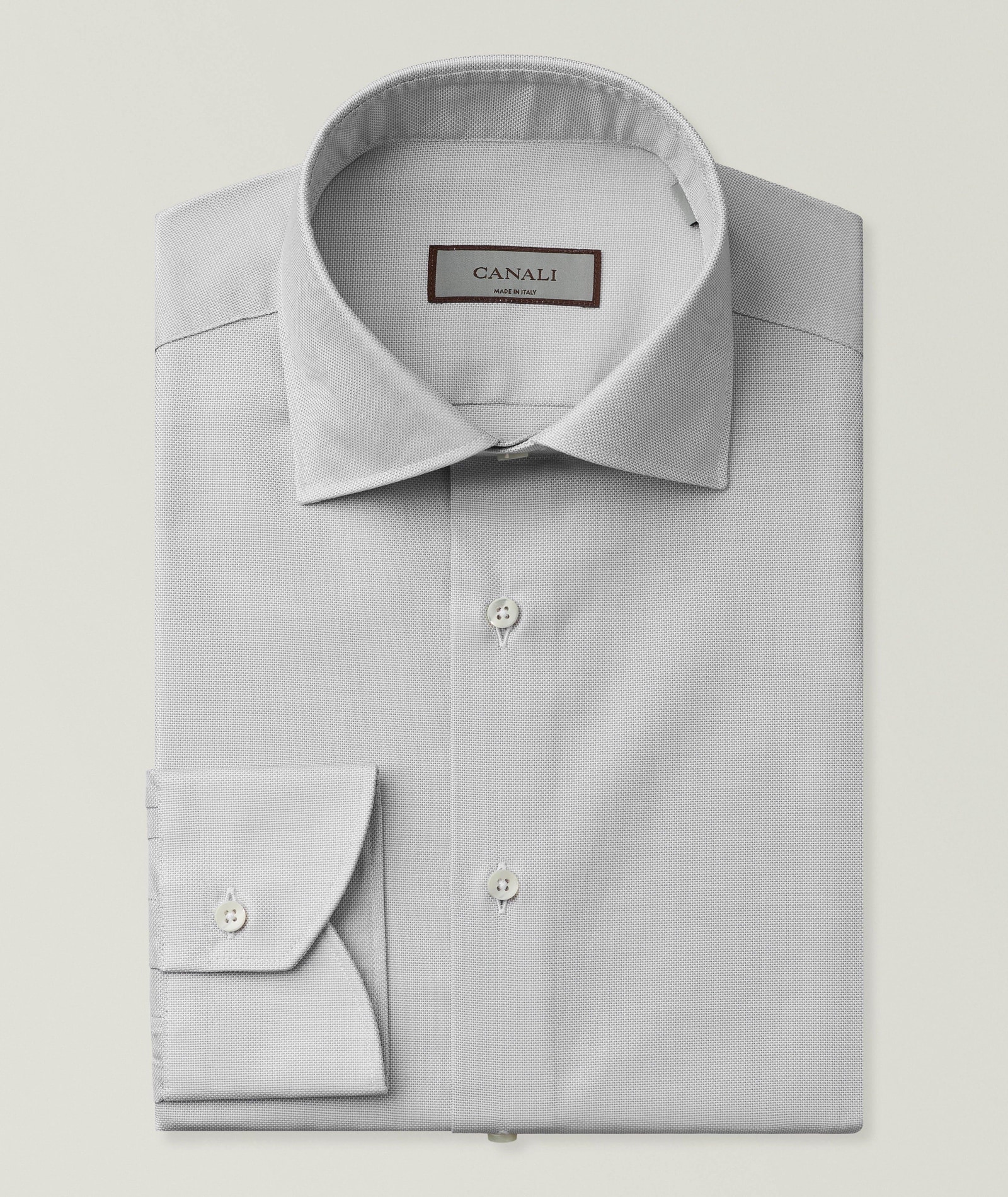 Canali Regular-Fit Cotton Dress Shirt in Grey Cotton & Cotton Blends, image 1 of 1 from Harry Rosen