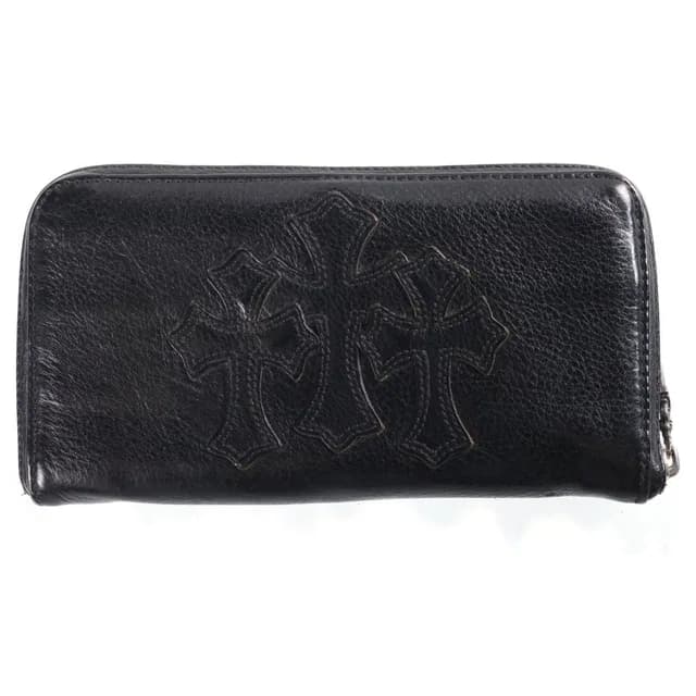 Chrome Hearts Rec Zip 3 Cross Round Zip Leather Wallet Black in Black Leather from The Reluxe, photo 1 of 1