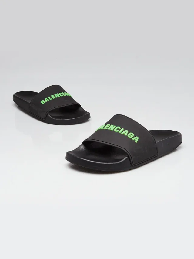 Balenciaga Green Rubber Pool Slides Size 8.5/39 in Black from Yoogis, photo 1 of 1