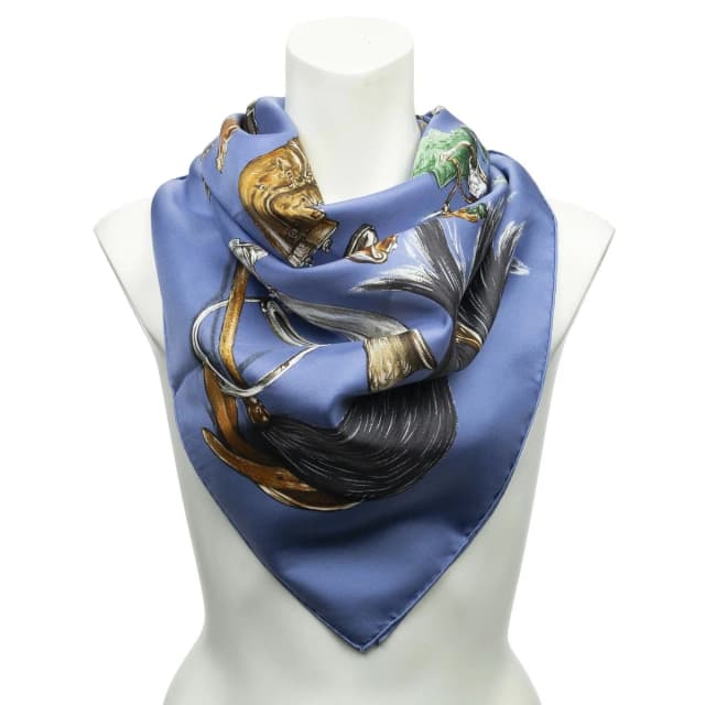 Hermès Scarf Blue in Blue Silk from The Reluxe, photo 1 of 1