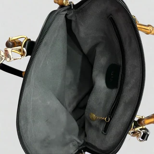 Gucci Black and Brown Leather Satchels with Bamboo Handles in Black Leather from SparklesnDreams, photo 1 of 1