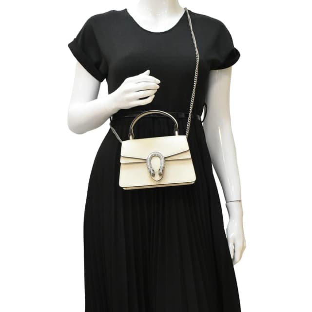 Gucci Dionysus Mini Leather Top Handle Shoulder Bag Off White 752029 in White Leather from Dallas Designer Handbags, photo 1 of 1