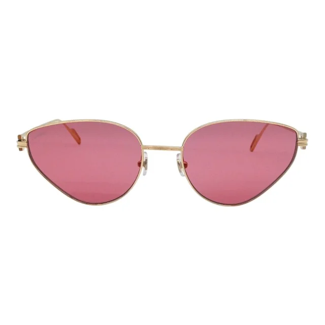 Cartier Gold-Tone Metal Pink Lens Geometric Cat Eye Sunglasses in Pink from Clotheshorse Anonymous, photo 1 of 1