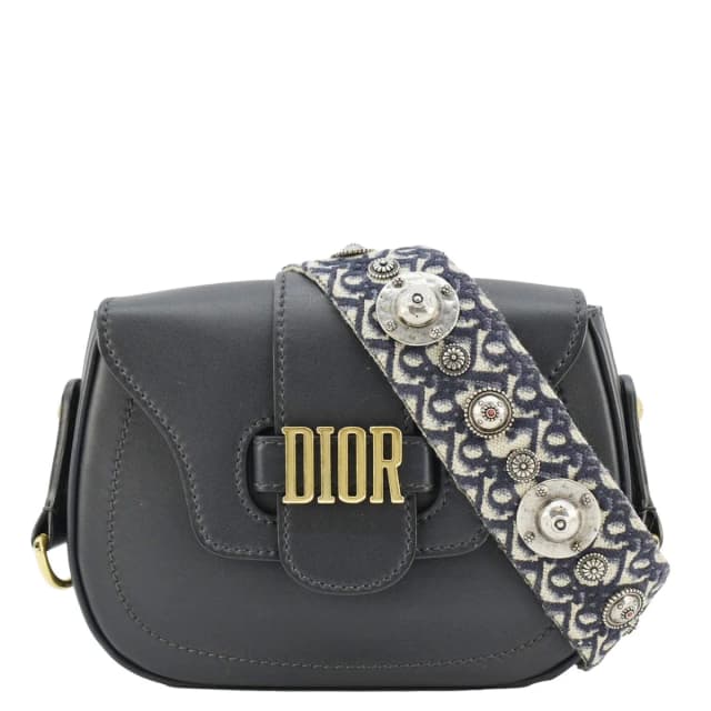 Dior D Fence Calfskin Leather Saddle Bag Black in Black Calfskin from Dallas Designer Handbags, photo 1 of 1