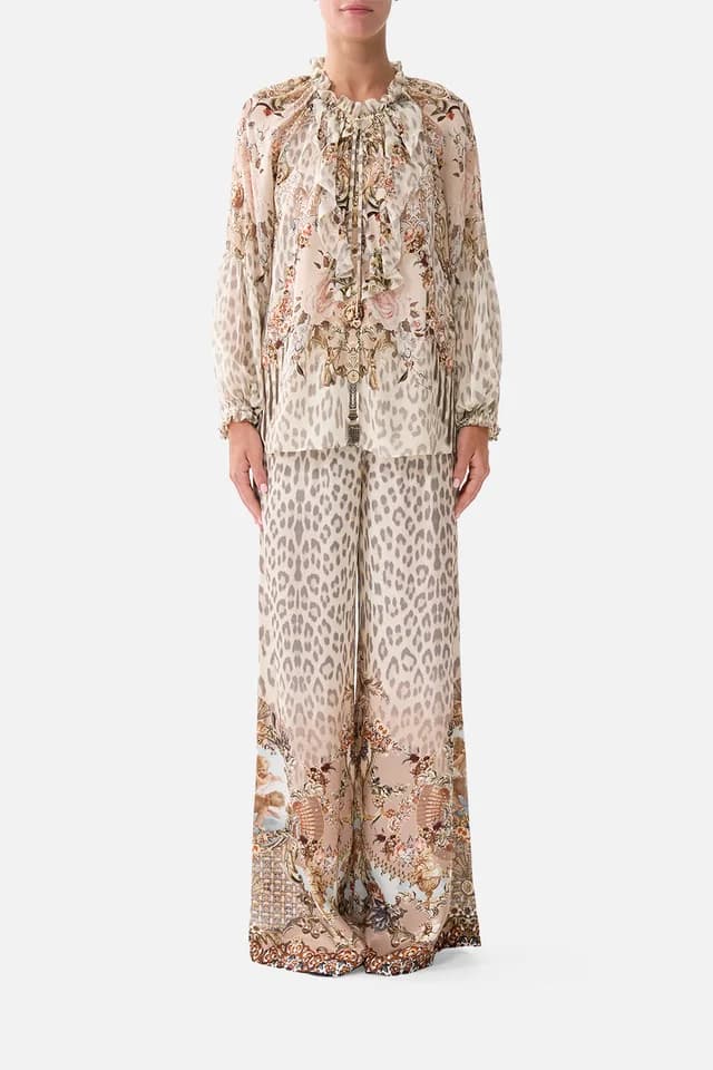 Camilla eBoutique RAGLAN BLOUSE WITH FRONT RUFFLE ARANJUEZ ANIMALIA, image 1 of 1 from CAMILLA