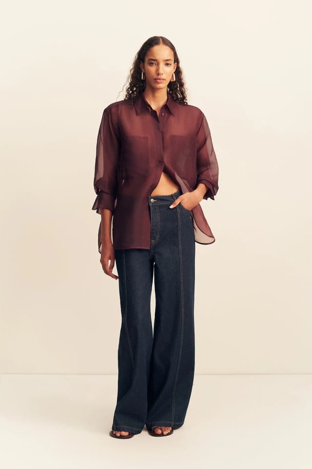 Shona Joy TIBBY SILK ORGANZA SHIRT - PORT ROYALE, image 1 of 1 from Shona Joy