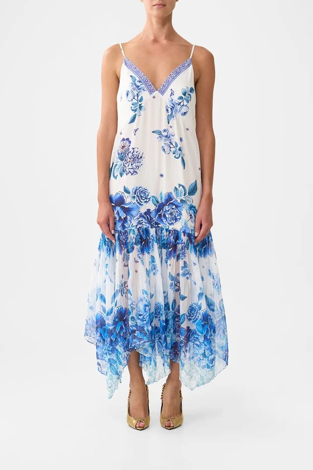 Camilla eBoutique MINIMAL SLIP WITH PLEATED CHIFFON SKIRT A CERAMIC GARDEN, image 1 of 1 from CAMILLA