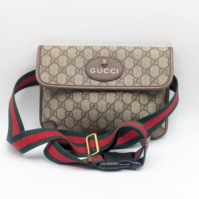 Gucci GG Supreme Neo Vintage Tiger Head Belt Bag Waist Pouch Brown in Brown Leather from The Reluxe, photo 1 of 1