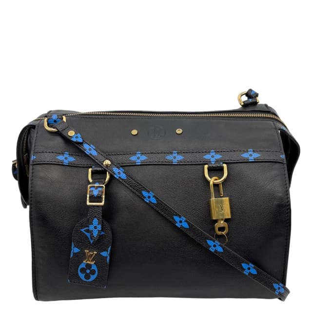 Louis Vuitton Speedy Amazon MM Leather Monogram Canvas Shoulder Bag Blue Noir in Black Coated canvas from Dallas Designer Handbags, photo 1 of 1