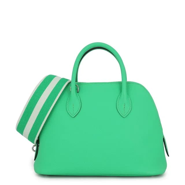 Hermès Bolide 1923 25 Sangururi Vert Comic Fizz Silver Epsom 2-Way Handbag in Green Epsom leather from The Reluxe, photo 1 of 1