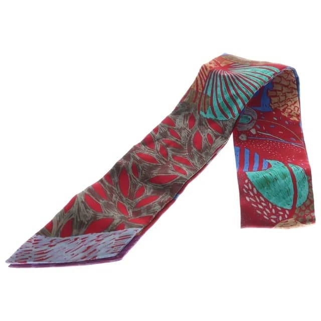 Hermès Twilly Each Nest Building Silk Scarf Red Blue in Red Silk from The Reluxe, photo 1 of 1
