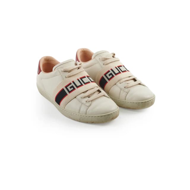 Gucci Women's Leather Ace Sneakers White/Red Size 35.5 in White Leather from The Purse Affair, photo 1 of 1
