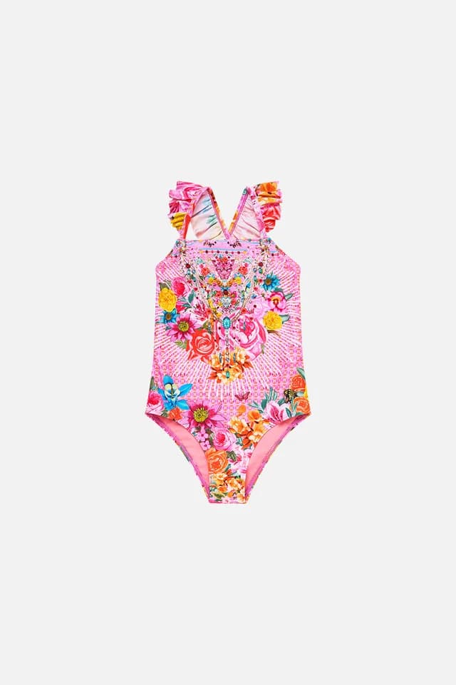 Camilla eBoutique KIDS STRAIGHT NECK ONE PIECE W FRILL STRAPS ILLUSTRATION NATION, image 1 of 1 from CAMILLA