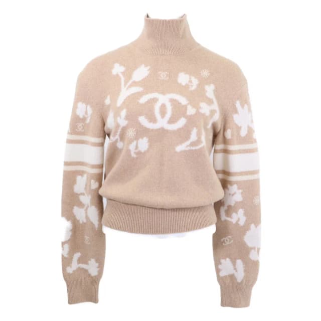 Chanel CC Logo High Neck Knit Sweater 36 in Cashmere from The Reluxe, photo 1 of 1