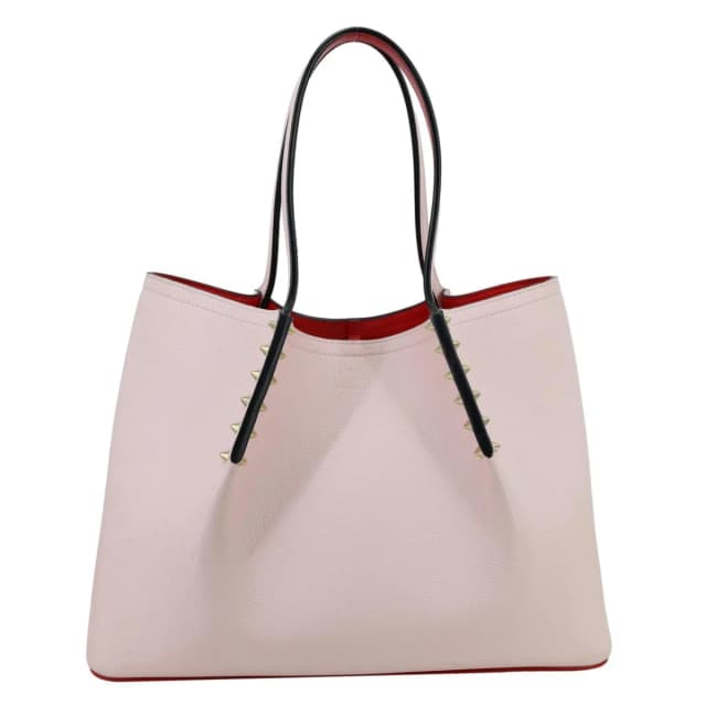 Christian Louboutin Cabarock Spiked Small Calfskin Leather Shopper Tote Bag Pink in Pink Calfskin from Dallas Designer Handbags, photo 1 of 1
