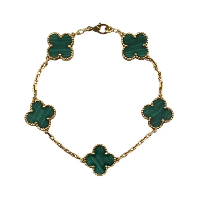 Van Cleef & Arpels Bracelet Vintage Alhambra 5 Motifs Yellow Gold Malachite in Yellow from The Reluxe, photo 1 of 1