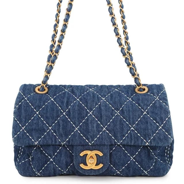 Chanel Chain Shoulder Bag CC Logo Quilted Single Flap Denim in Denim from The Reluxe, photo 1 of 1