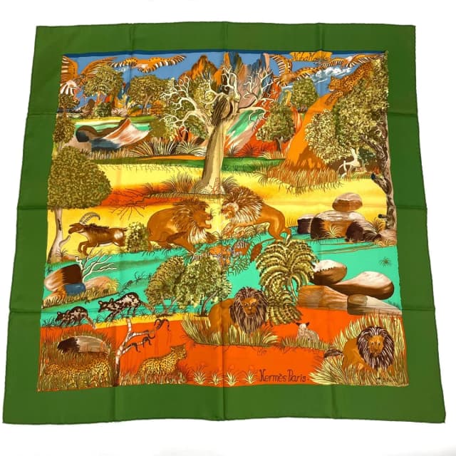Hermès Carre 90 Nuba Mountain Scarf 100% Silk Green in Green Silk from The Reluxe, photo 1 of 1