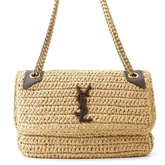Saint Laurent Chain Shoulder Bag Niki Raffia Leather in Raffia from The Reluxe, photo 1 of 1