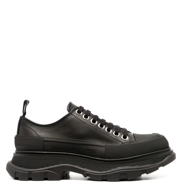 Alexander McQueen Tread Slick Leather Sneaker, Black, image 1 of 1 from Cultstatus