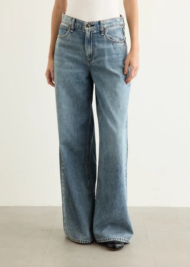 Rag & Bone Featherweight Sofie Full Wide Jeans in theo, image 1 of 1 from Incu