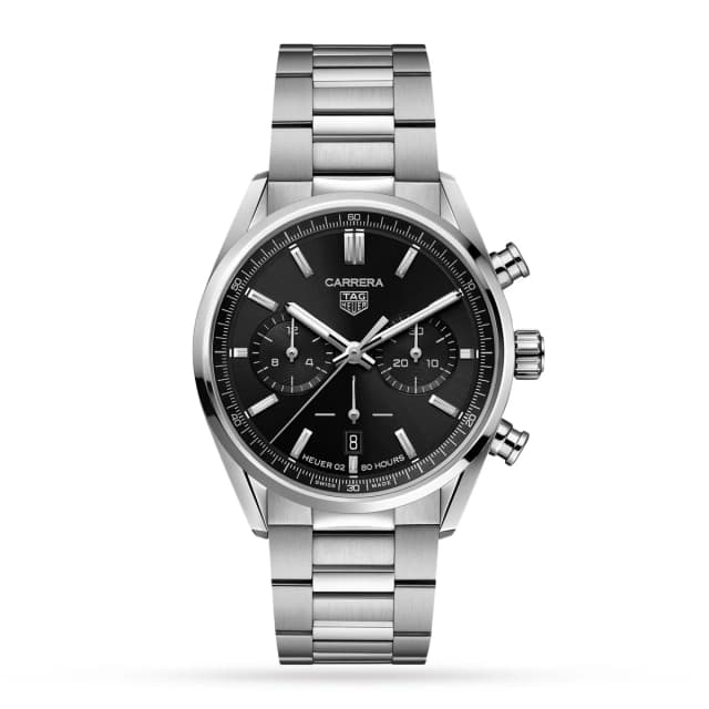 Carrera Calibre Heuer 02 Chronograph 42mm Mens Watch in silver|gray from WatchesOfSwitzerland, photo 1 of 1
