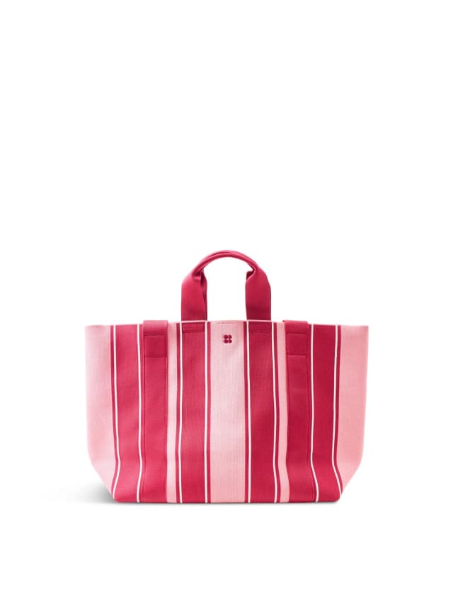 Sweaty Betty Knitted Stripe Tote Bag Pink in Melrose Pink Crimson Red ST, image 1 of 1 from Fenwick