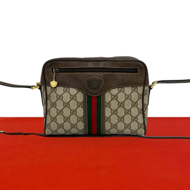 Gucci Vintage Sherry Line GG Logo Pattern Leather Shoulder Bag Pochette Brown in Brown Leather from The Reluxe, photo 1 of 1