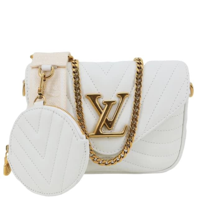 Louis Vuitton New Wave Multi Pochette Leather Chain Shoulder Bag White in White Leather from Dallas Designer Handbags, photo 1 of 1
