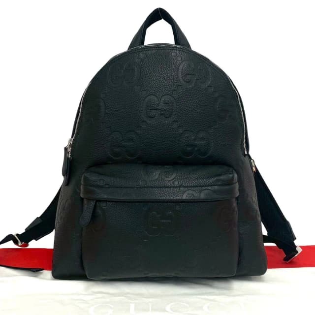 Gucci Jumbo GG Logo Leather Backpack Black in Black Leather from The Reluxe, photo 1 of 1