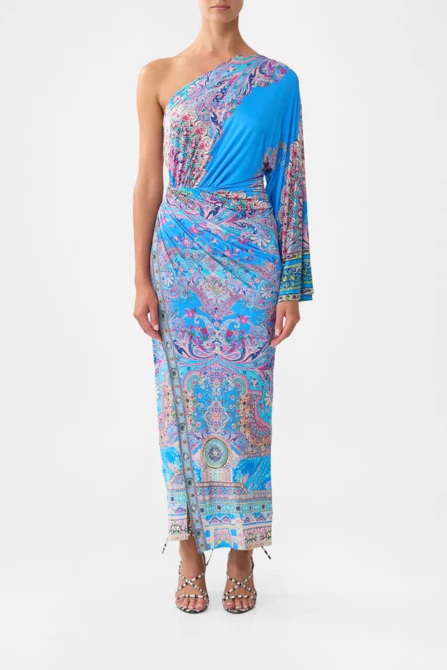 Camilla eBoutique ONE SHOULDER JERSEY DRESS FOOTSTEPS IN FOLKLORE, image 1 of 1 from CAMILLA