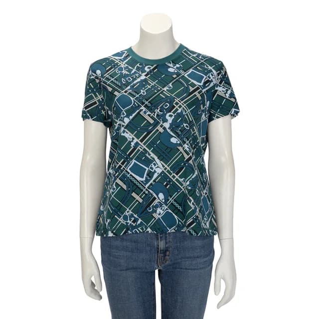 Hermès Cotton Brides de Gala T-Shirt FR 42 in Green from Blue Spinach, photo 1 of 1