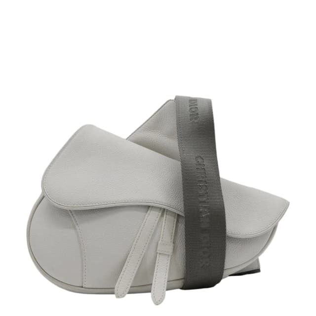Dior Mens Saddle Grained Calfskin Leather Satchel Bag White in White Caviar leather from Dallas Designer Handbags, photo 1 of 1