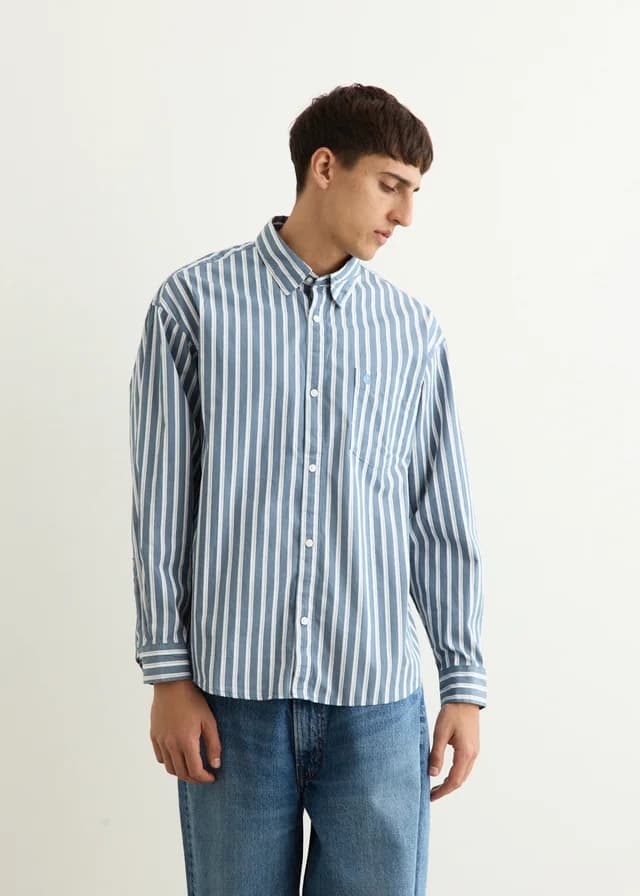 Carhartt WIP Malden Shirt in Malden Stripe, Angelite, image 1 of 1 from Incu