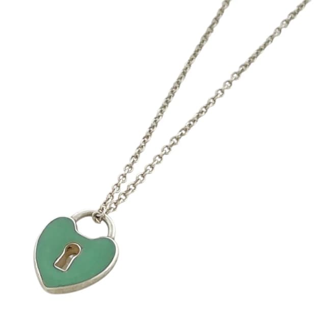 Tiffany & Co. Heart Lock Necklace 925 Sterling Silver Green in Green from The Reluxe, photo 1 of 1