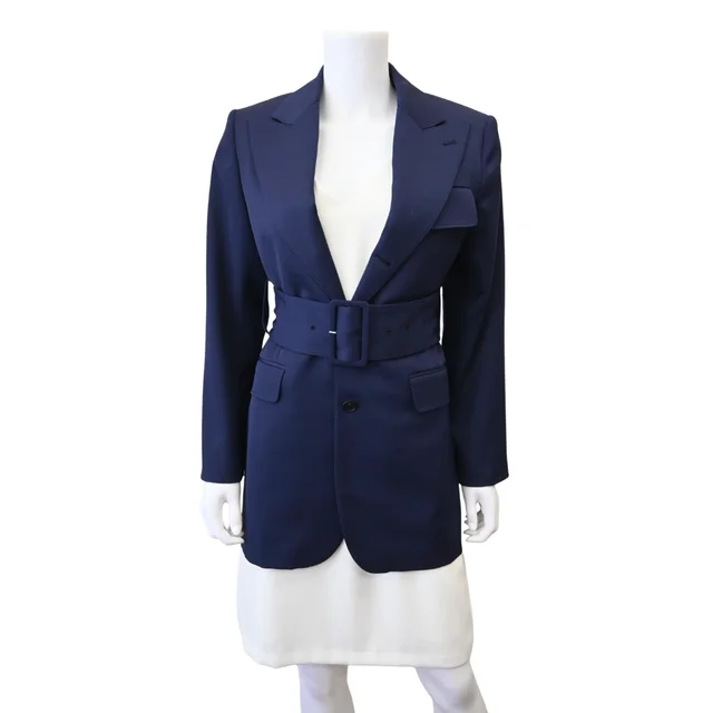 Celine Colonne Navy Blue Grain De Poudre Wool Jacket in Navy Wool from Clotheshorse Anonymous, photo 1 of 1