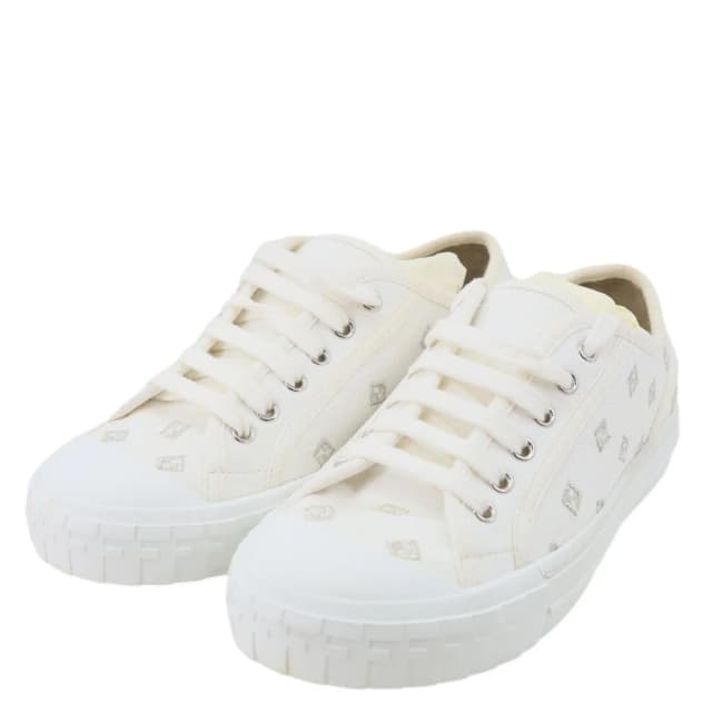 Fendi Domino FF Logo Canvas Sneakers White Size 7 in White Canvas from Dallas Designer Handbags, photo 1 of 1