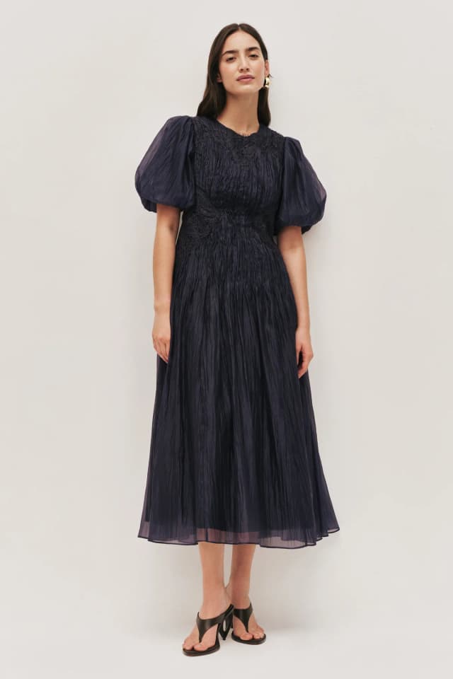 AJE Ophelia Lace Midi Dress in BLUE DUSK, image 1 of 1 from Aje