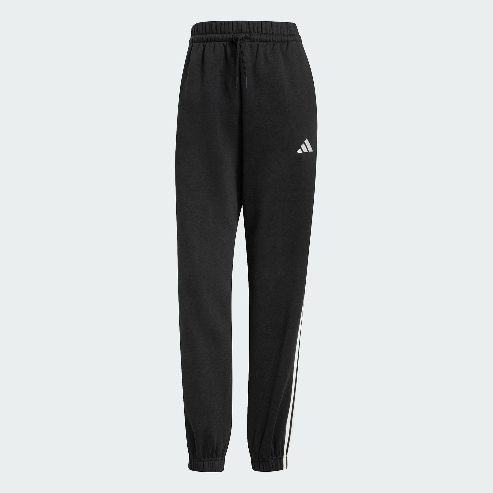 Essentials 3-Stripes Fleece Loose-Fit Pants in Black, image 1 of 1 from adidas (US)