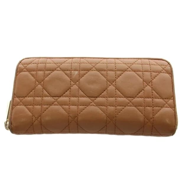 Lady Dior Cannage Wallet Zip Around Coin Purse Leather Brown in Brown Leather from The Reluxe, photo 1 of 1