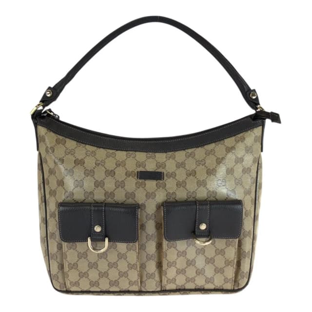 Gucci GG Crystal Brown Beige Gold Hobo Shoulder Bag in Brown from The Reluxe, photo 1 of 1