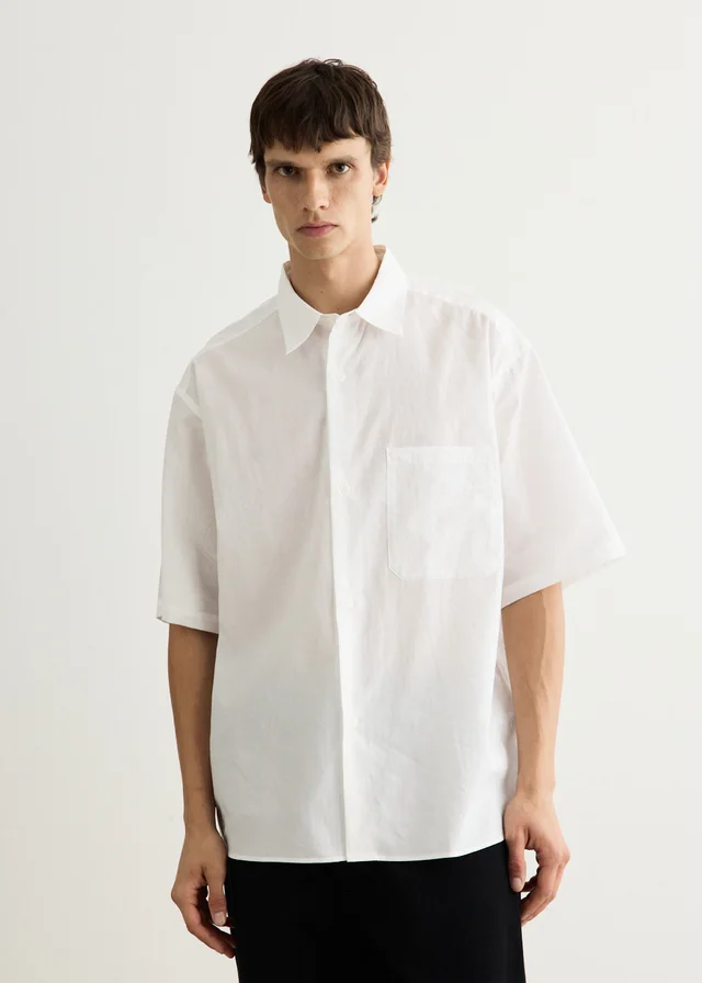 Still By Hand Half Sleeve Cotton Shirt in WHITE, image 1 of 1 from Incu