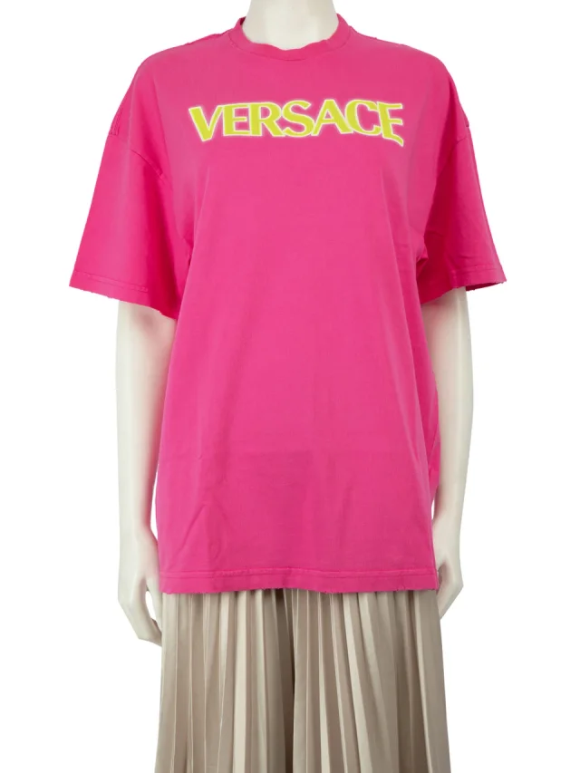 Versace Pink Vintage Wash Effect Logo T-Shirt in Pink from Csd, photo 1 of 1