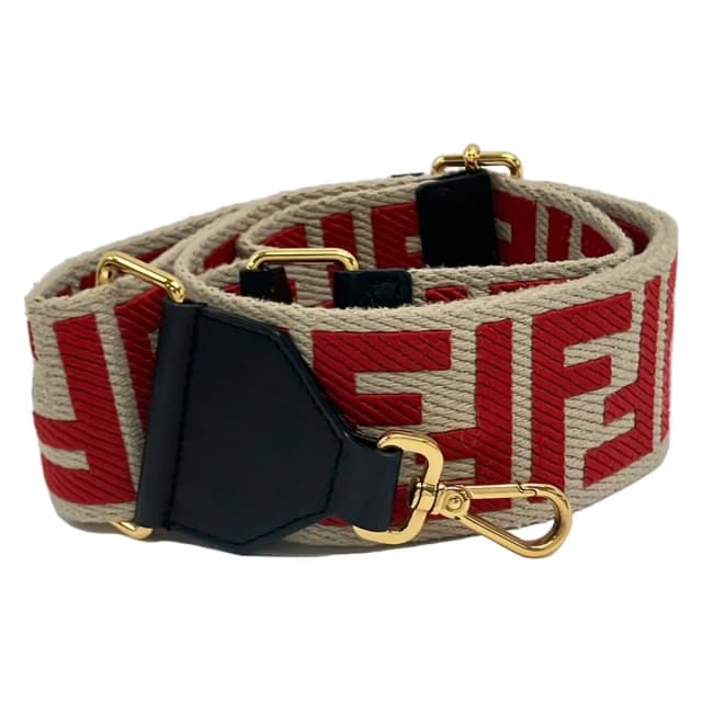 Fendi Shoulder Strap Beige Red Black Zucca Pattern Leather in Black Leather from The Reluxe, photo 1 of 1