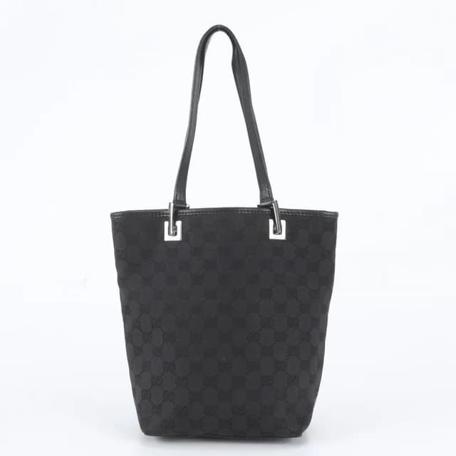 Gucci GG Canvas Leather Tote Bag Shoulder Hand Black in Black Canvas from The Reluxe, photo 1 of 1