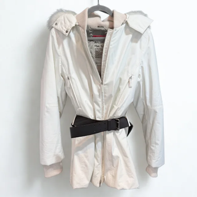 Prada Creme Coat With Fur Line Hood Sz S from Revivre Luxury Consignment, photo 1 of 1