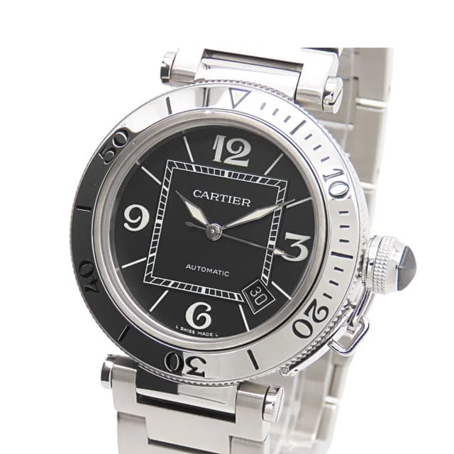 Cartier Pasha Seatimer Black SS Watch Automatic in Black from The Reluxe, photo 1 of 1
