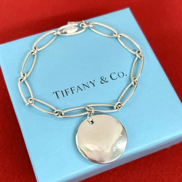 Tiffany & Co. Vintage Elsa Peretti Round Tag Bracelet 925 Sterling Silver in Silver from The Reluxe, photo 1 of 1