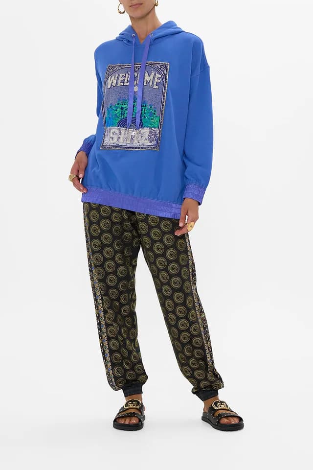 Camilla eBoutique SILK BAND OVERSIZED HOODIE WITH POCKETS- BLUE DEFY GRAVITY, image 1 of 1 from CAMILLA